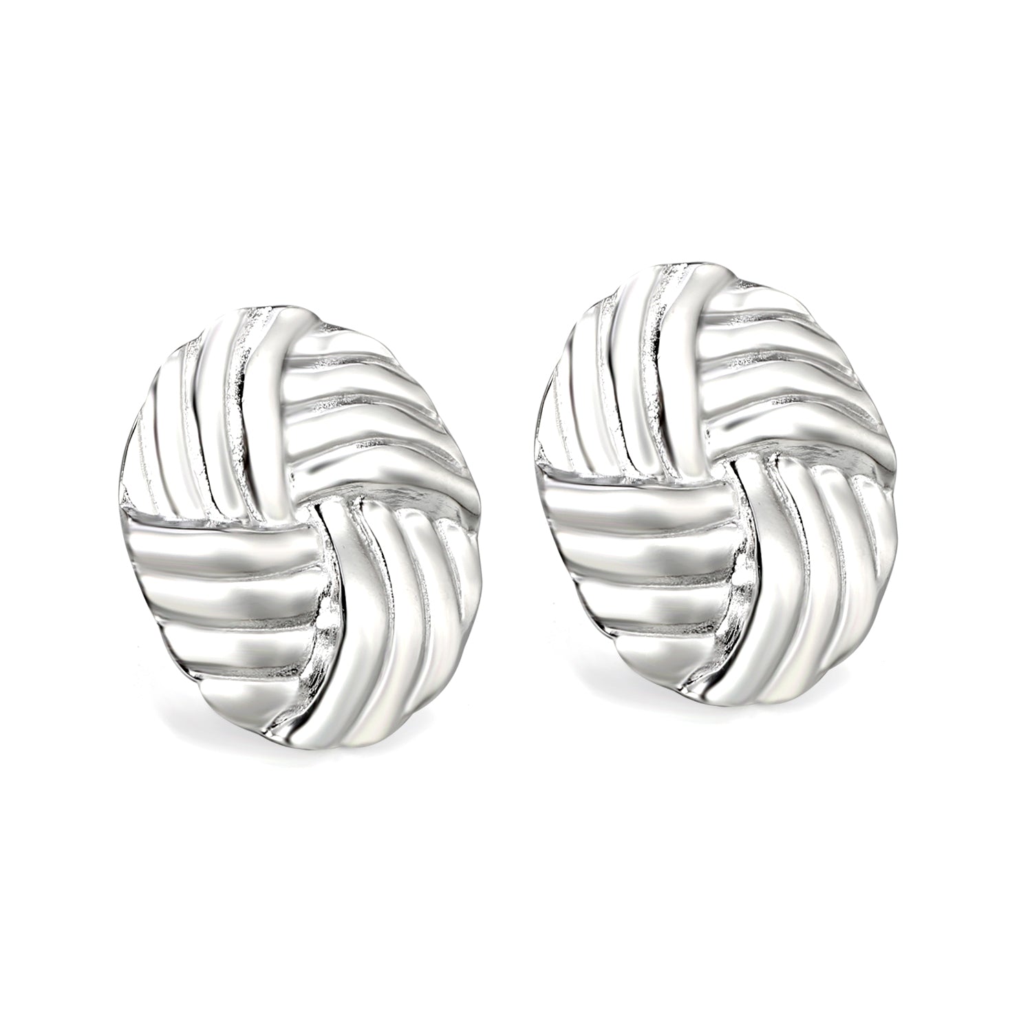 16*19.5mm Oval with Braided Earrings Steel Color asonjewelry